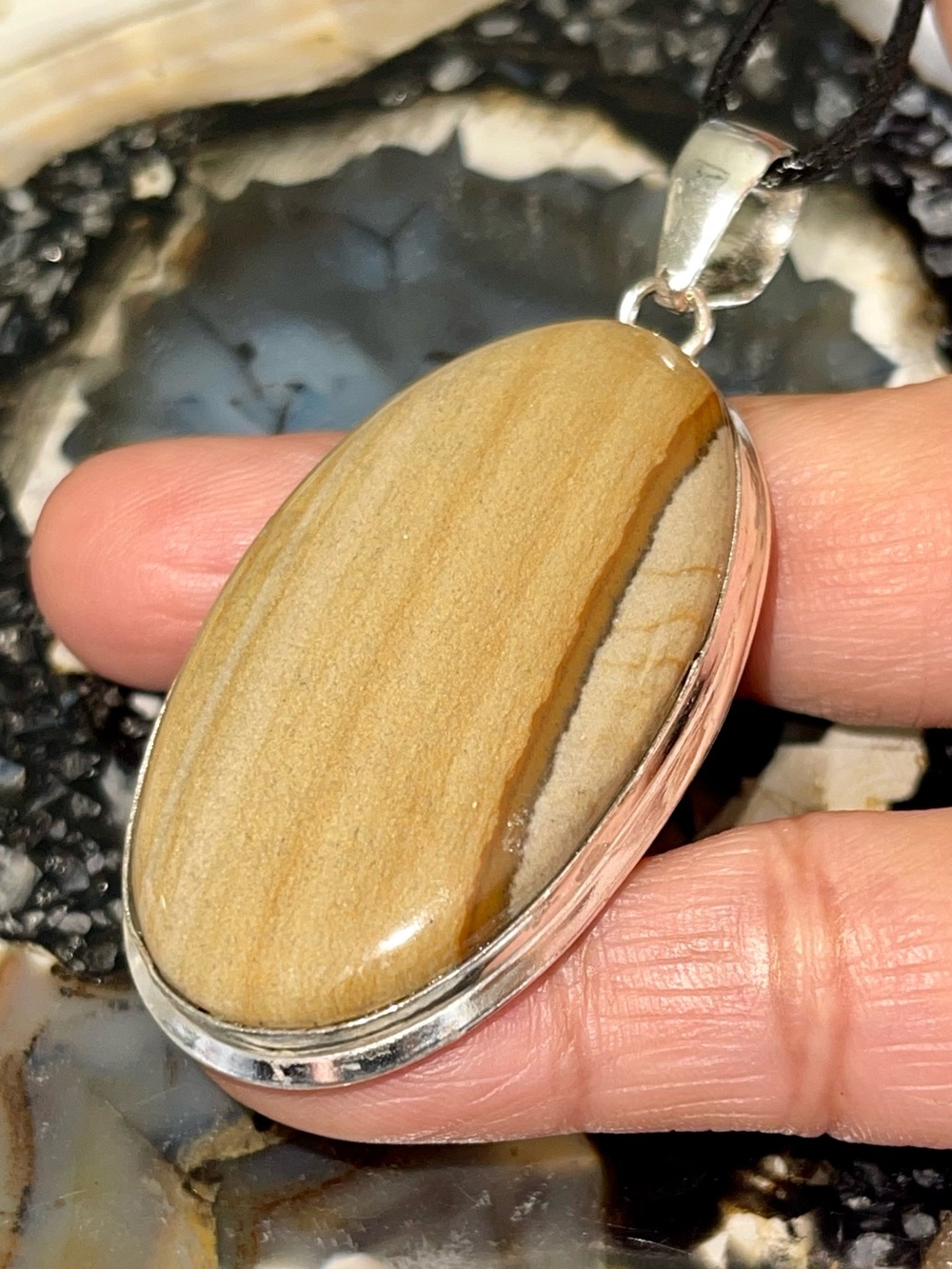 Earthy Brown Picture Jasper Crystal Pendant 2 1/2”